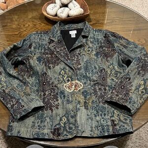 Chico’s Blue Floral denim Blazer